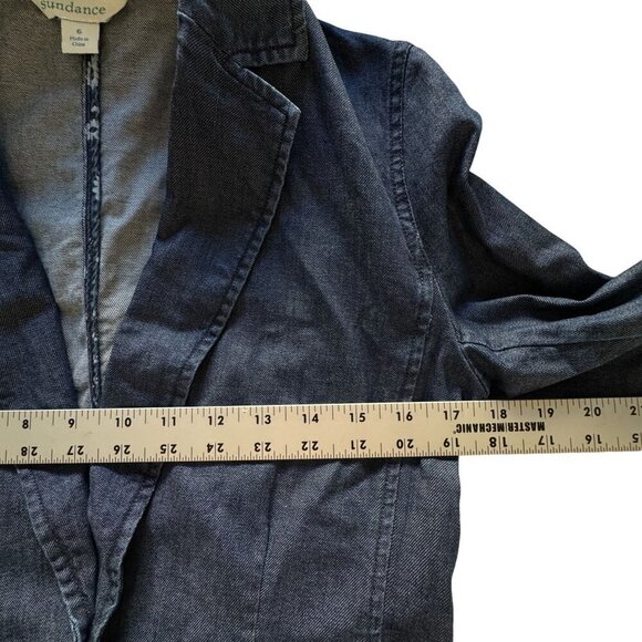 Sundance Women's Size 6 Blue Denim Cotton Tania Blazer Jacket One Button - Picture 10 of 14